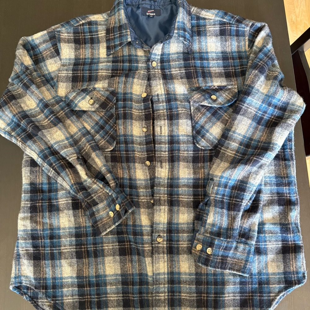 Briggs New York Navy and Gray Plaid Shirt